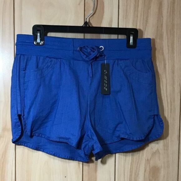 NWT C-MODE Blue Elastic Waistband Jogging Shorts L - Picture 1 of 5